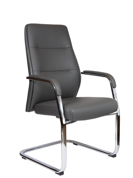 Кресло офисное Nancy CF серый, экокожа и металл, мягкое сиденье, с подлокотниками