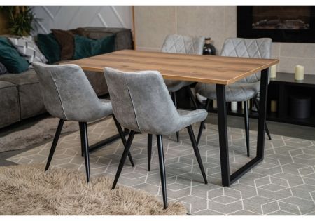 Стол деревянный Лота Лофт 120*25 мм дуб делано темный, матовый черный