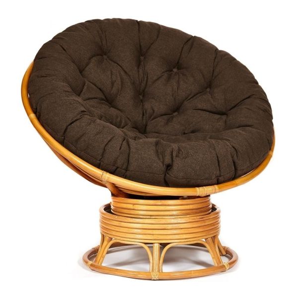 Кресло-качалка "PAPASAN" w 23 и 01 B с подушкой, мед, ткань коричневый, 3М7-147