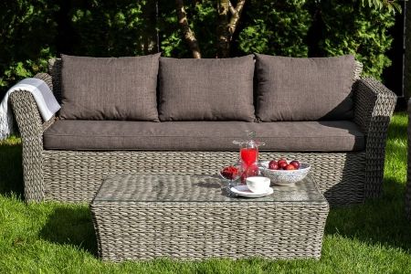 Лаунж-зона "Капучино" из искусственного ротанга (гиацинт), цвет серый