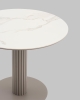 Стол круглый Терралино D90 верх керамика белый матовый, основание металл латте