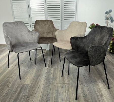 Стул AMARETTO VBP203 античный cеребристо-серый, велюр без пальчикового эффекта, черный каркас