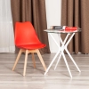 Стул TULIP (mod. 73-1) пластик, экокожа, дерево, красный и светлое дерево