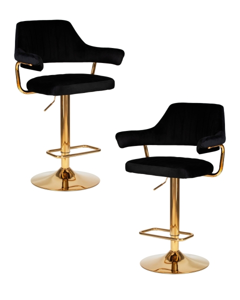 Набор 2 шт Стул барный CHARLY GOLD, черный велюр (MJ9-101)