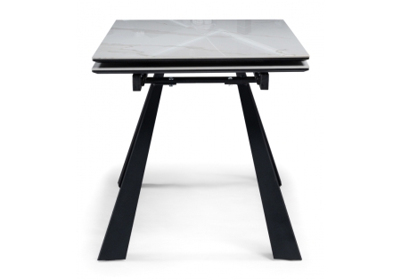 Керамический стол Маунт 140x80 белый мрамор, черный кварц, черный