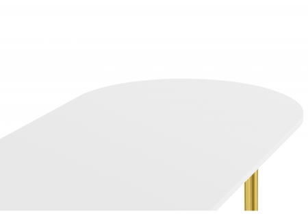 Стол деревянный Хьюго О 160 х 90 белая шагрень пленка, золотые ноги