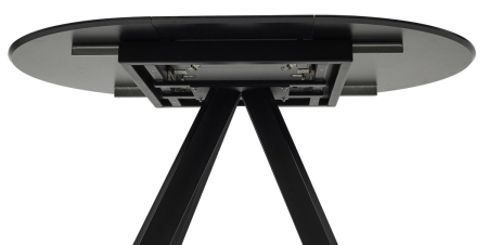 Стол БОНЖУР 100 белый мрамор, черная шагрень, стекло, черный каркас