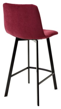 Полубарный стул CHILLI-QB SQUARE винный #16 велюр, черный каркас (H=66cm)