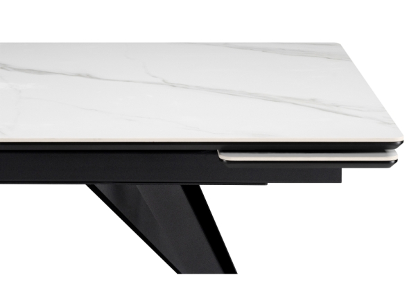 Керамический стол Дарвин 160(220)х89 белый мрамор snow white, черный