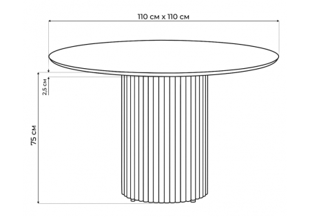 Стол стеклянный Барел 110 черный мрамор, черная пленка, черный