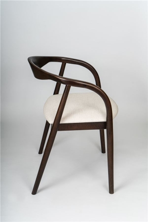 Деревянное полукресло венское Diona темный орех с мягким сиденьем из бежевой ткани Тесла 01