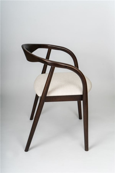 Деревянное полукресло венское Diona темный орех с мягким сиденьем из бежевой ткани Тесла 01