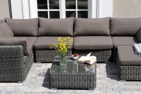 "Лунго" трансформирующаяся лаунж-зона из искусственного ротанга, цвет графит