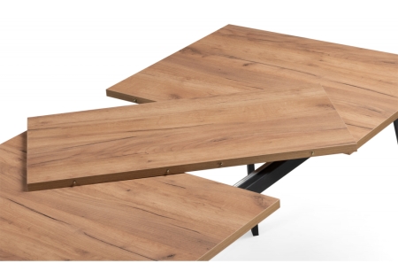 Стол деревянный Кортни 117 (157) x 77 дуб крафт золотой, черный матовый