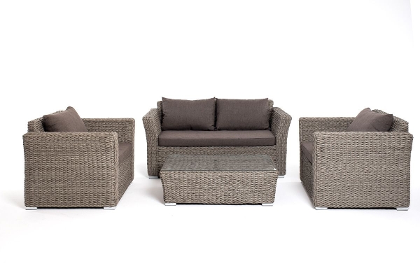 Лаунж-зона "Капучино Сингл" из искусственного ротанга (гиацинт), цвет серый