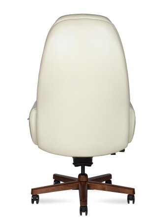 Кресло офисное Verdi слоновая кость, натуральная кожа и дерево и пластик, мягкое сиденье, с подлокотниками