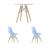 Стол EAMES D80 белый + 2 стула EAMES style голубые
