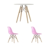 Стол EAMES D80 белый + 2 стула EAMES style розовые