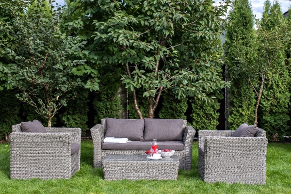 Лаунж-зона "Капучино Сингл" из искусственного ротанга (гиацинт), цвет серый