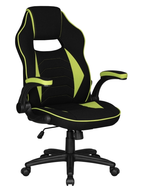Кресло игровое RICK черно-зеленая ткань