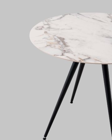 Стол Ники с круглой столешницей из керамики Ice Jade 900