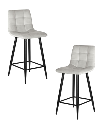 Набор 2 шт Стул полубарный OLIVIA, черные матовые ножки, светло-серый велюр (108-52)