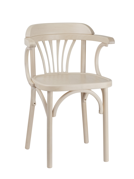 Деревянный стул Венский беленый дуб с твердым сиденьем с дугами назад