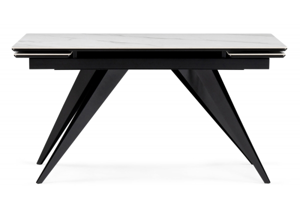 Керамический стол Дарвин 160(220)х89 белый мрамор snow white, черный
