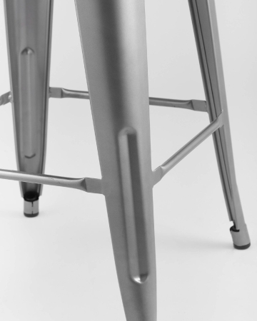 Стул полубарный TOLIX WOOD со спинкой серебристый матовый