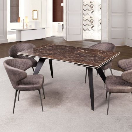 Стол раскладной Grant (160+40+40), мрамор испанская керамика черный