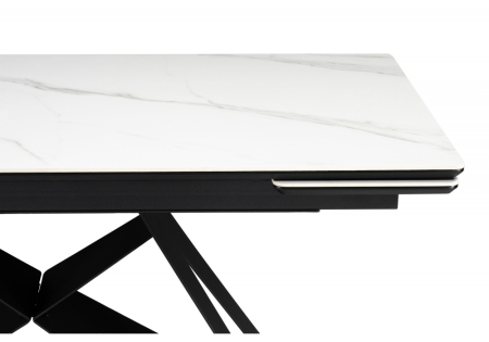 Керамический стол Блэкберн 140(200)х80 белый мрамор snow white, черный