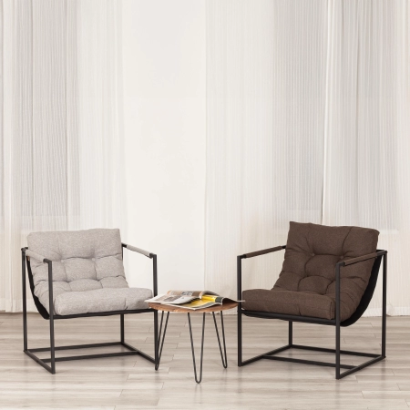 Кресло Charli коричневый, ткань и металл, мягкое сиденье, с подлокотниками