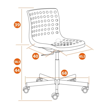 Офисное кресло SKALBERG OFFICE (mod. C-084-B) металл и пластик, 46 х 59 х 75-90 см, белый