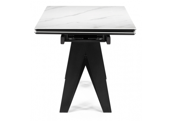 Керамический стол Блэкберн 160(220)х89 белый мрамор snow white, черный