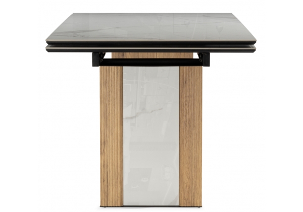 Керамический стол Бернардо 180x90 черный кварц, дуб монтана