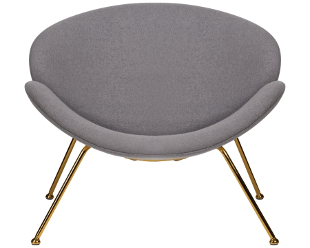 Кресло дизайнерское EMILY, серая ткань, золотое основание