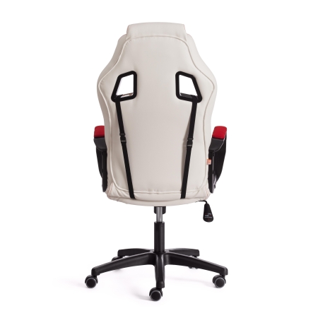 Кресло DRIVER экокожа и ткань, белый и красный