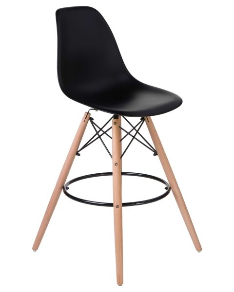 Стул барный DSW BAR ножки светлый бук сиденья черный B-03