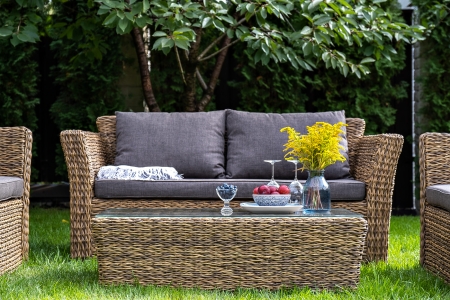 "Капучино" диван из искусственного ротанга (гиацинт) двухместный, цвет соломенный