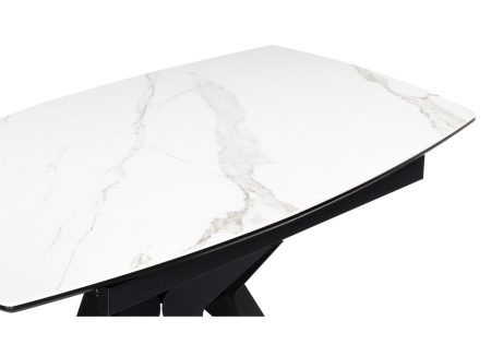 Керамический стол Риполь 140(180)х80 белый мрамор snow white, черный
