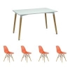 Стол Dix белый + 4 стула EAMES style оранжевые