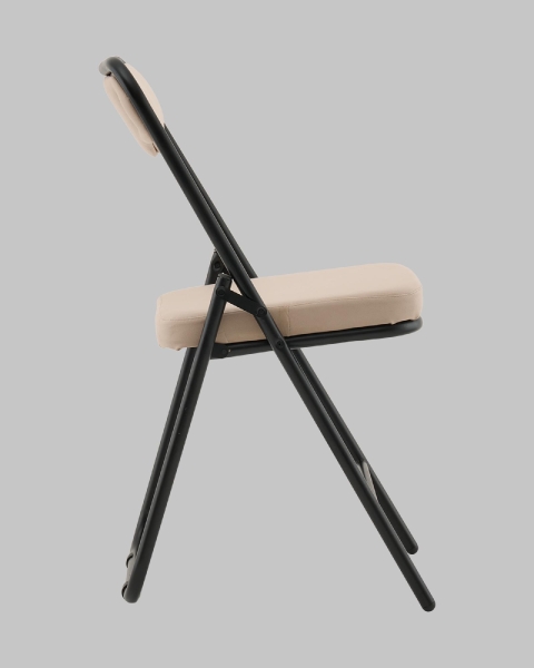 Стул складной Джонни велюр велютто бежевый, каркас черный матовый