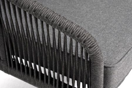 Модуль диванный "Канны" правый плетеный из роупа (веревки) темно-серый