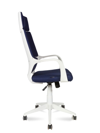 Кресло офисное IQ белый  пластик темно-синяя ткань