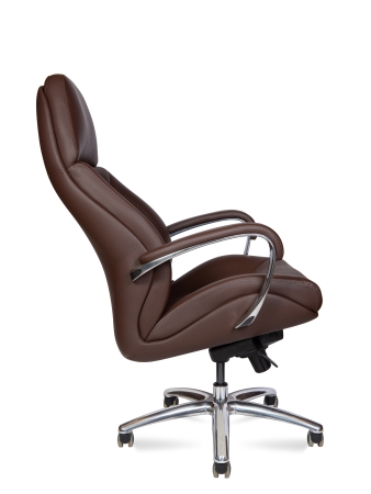 Кресло руководителя Porsche коричневая экокожа с алюминиевой крестовиной
