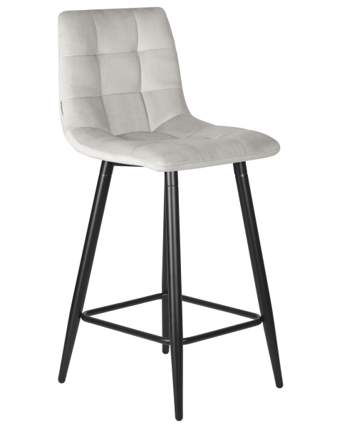 Стул полубарный OLIVIA черные матовые ножки, светло-серый велюр 108-52