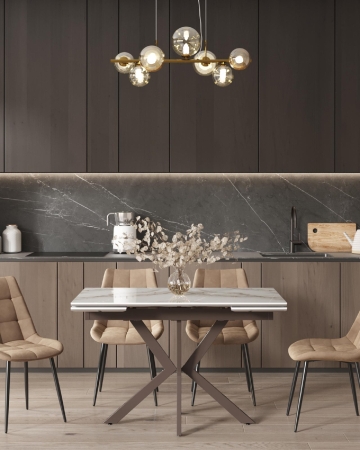 Стол раскладной Marmer 120-180*80*76 керамика капучино