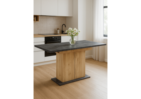 Стол деревянный Carla крафт золотой, цемент темный