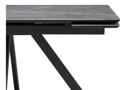 Керамический стол Вилли 140(200)х80 серый мрамор, черный