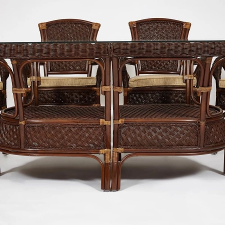 Комплект обеденный "ANDREA GRAND" (стол со стеклом + 6 кресел + подушки)